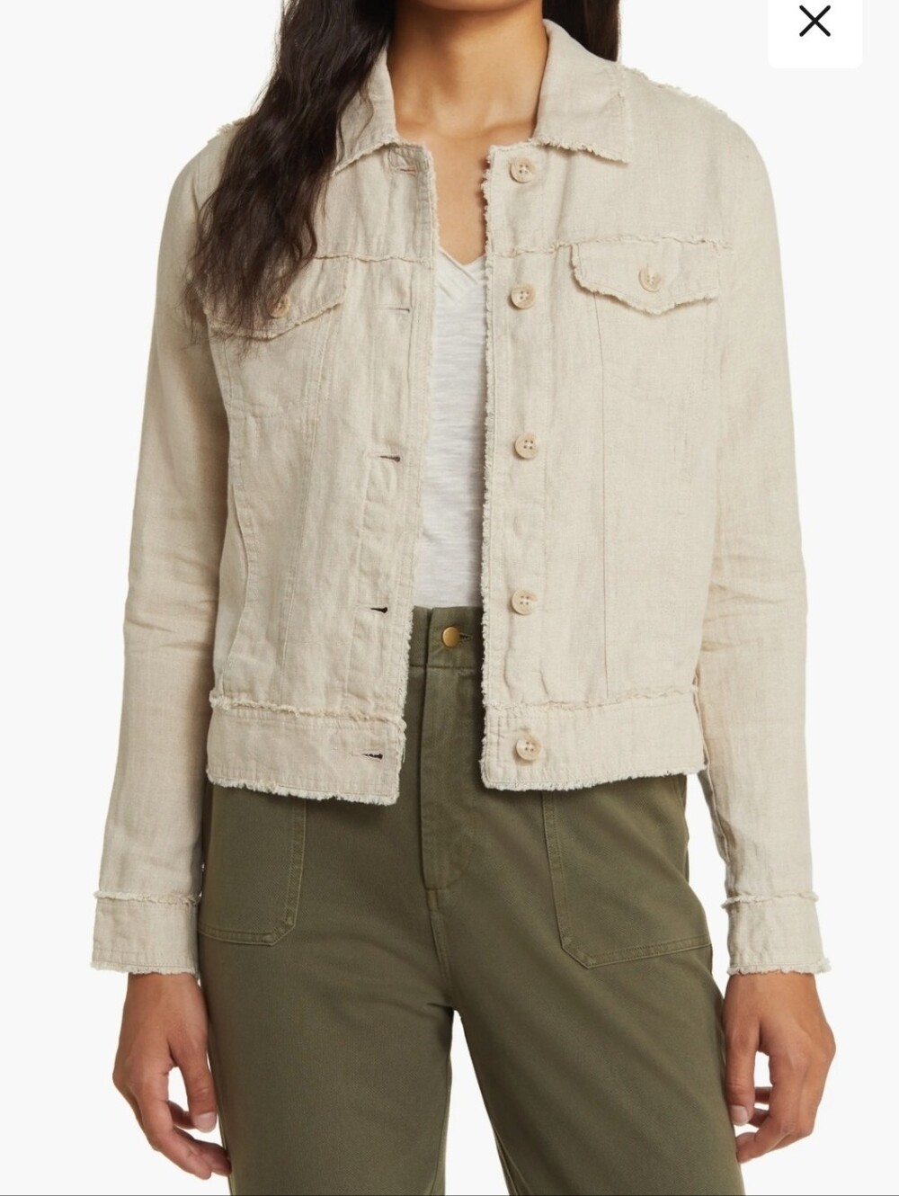Tommy Bahama Two Palms Jacket Linen Raw Edge Button Up Tan Beige Size Small
